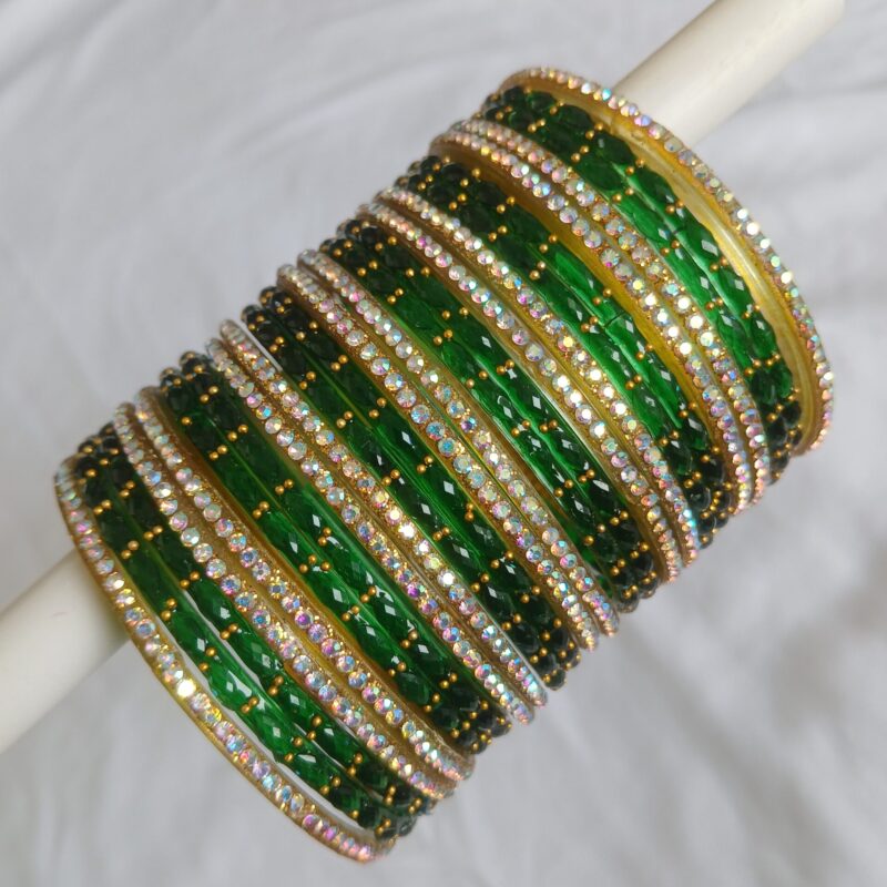 Elegant Raindrop Glass Bangles for Women – Handmade Firozabad Bangles (Set of 12)