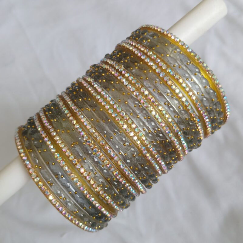 Elegant Raindrop Glass Bangles – Handmade Firozabad Bangles (Set of 24)